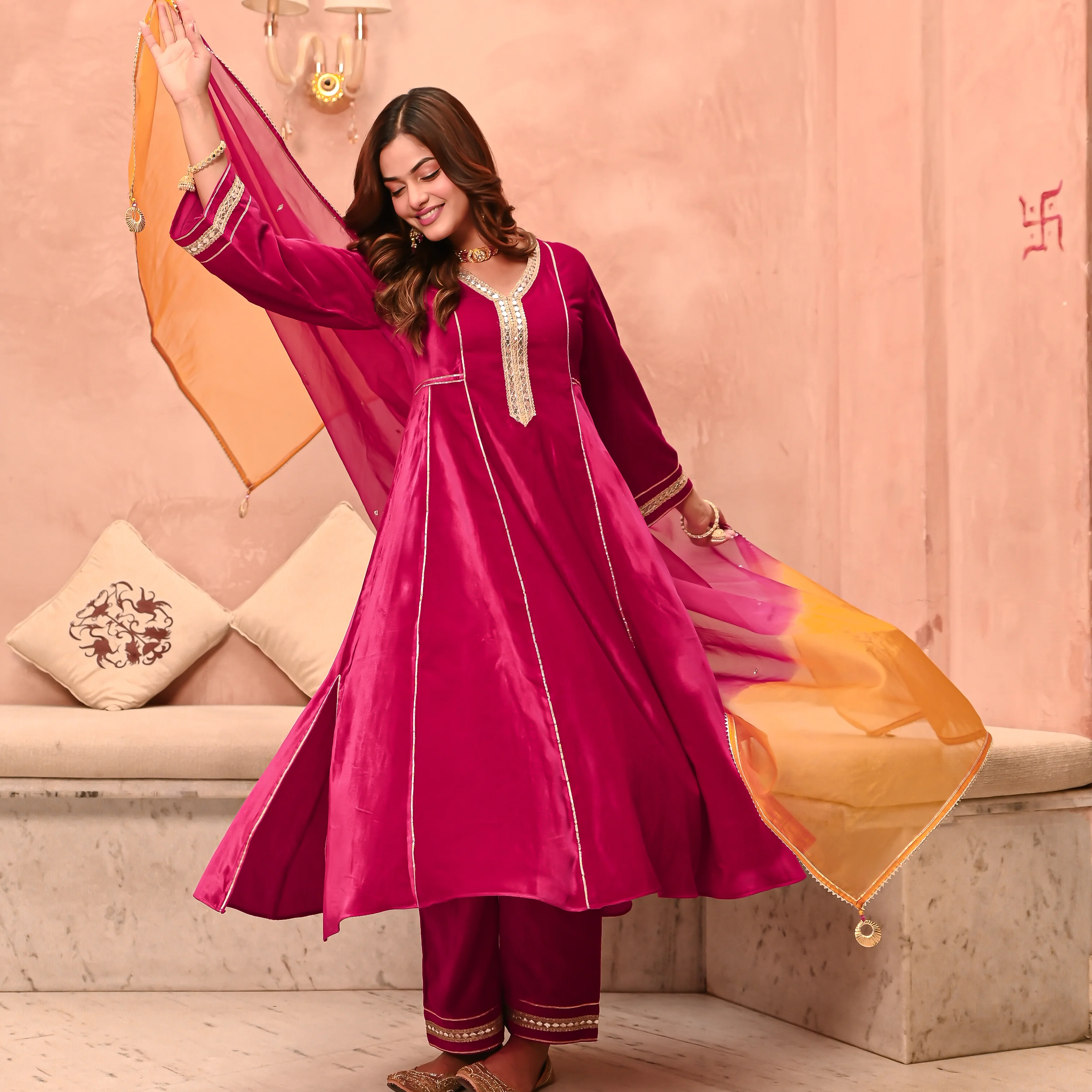 VELVET KURTA SET