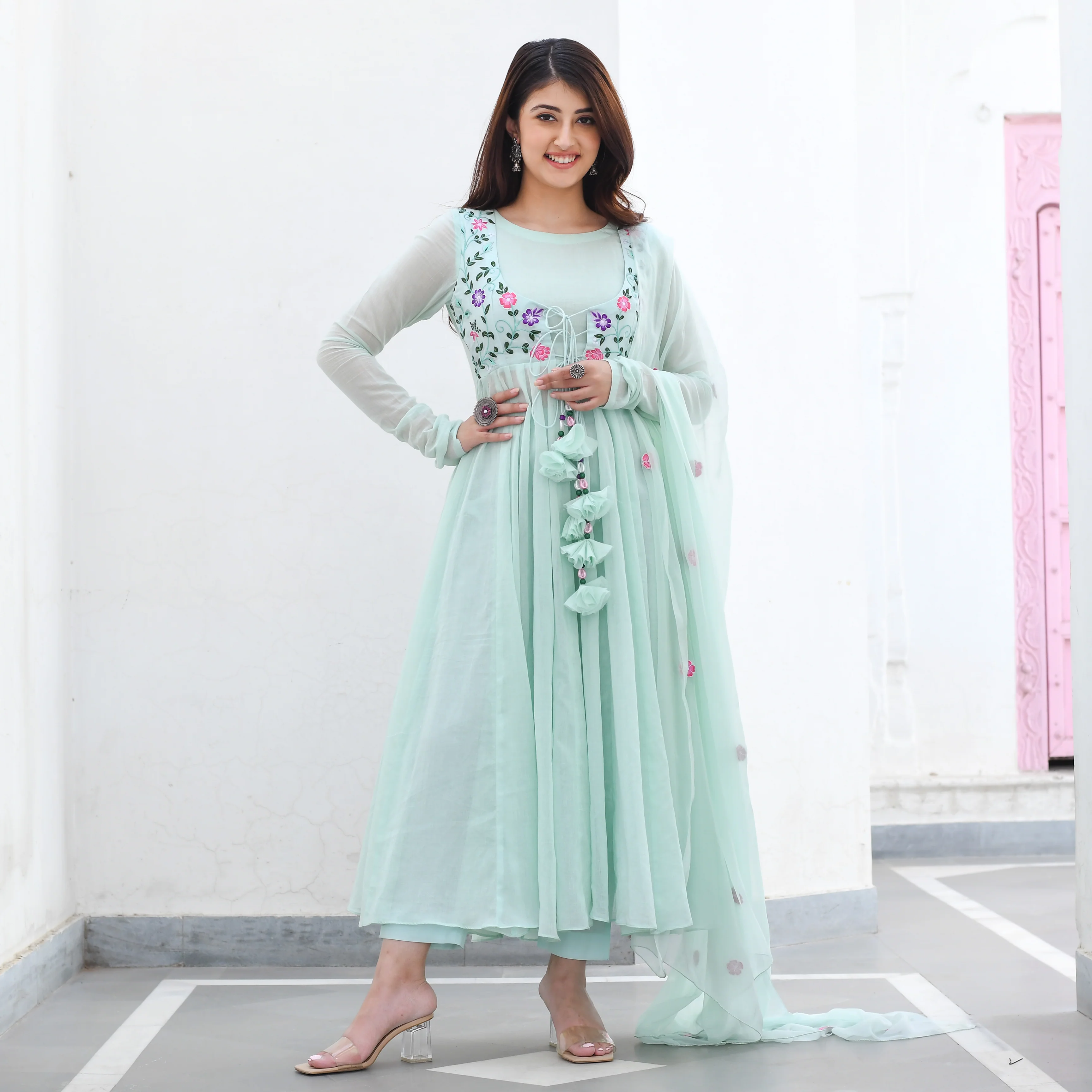 MULMUL CHIFFON KURTA SET