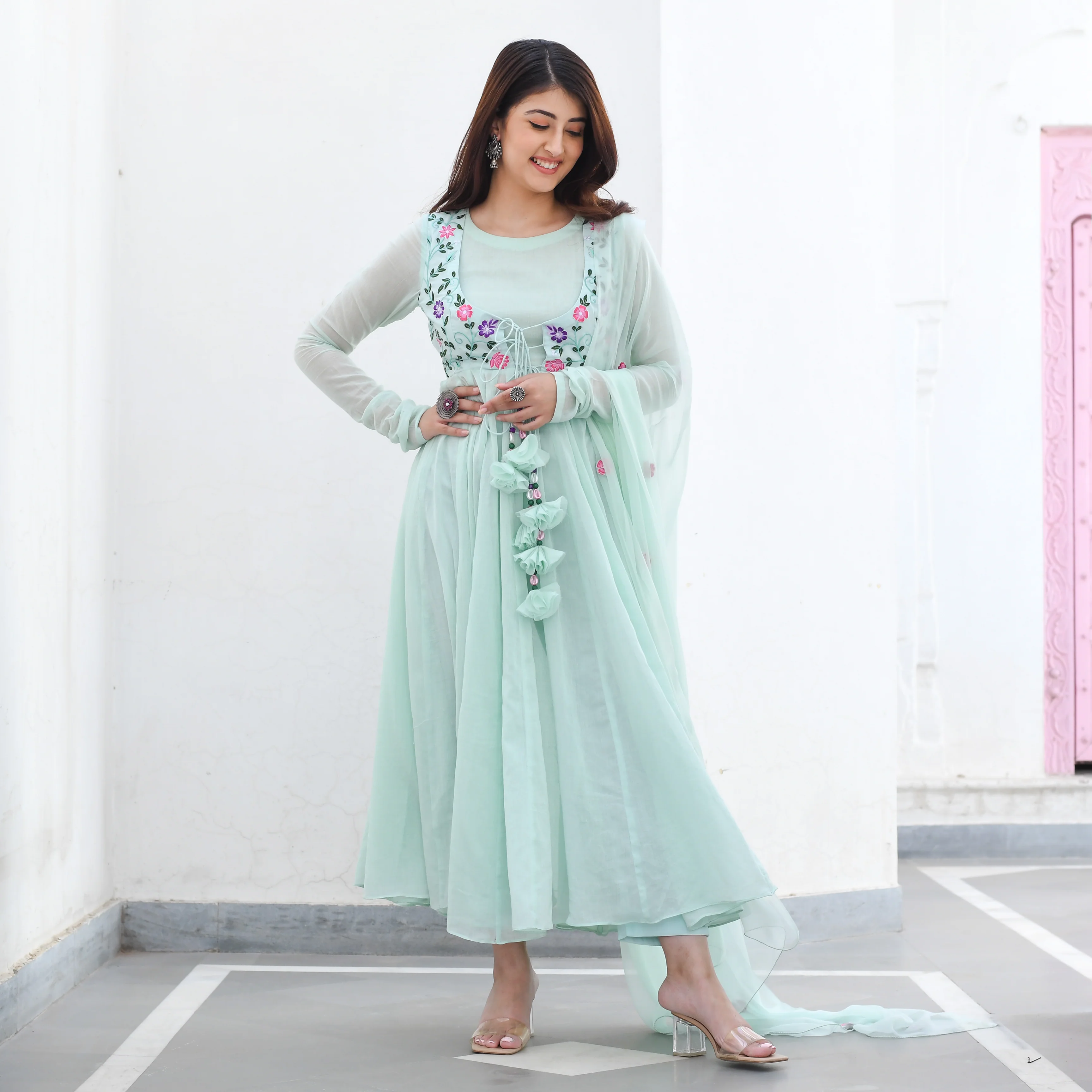 MULMUL CHIFFON KURTA SET