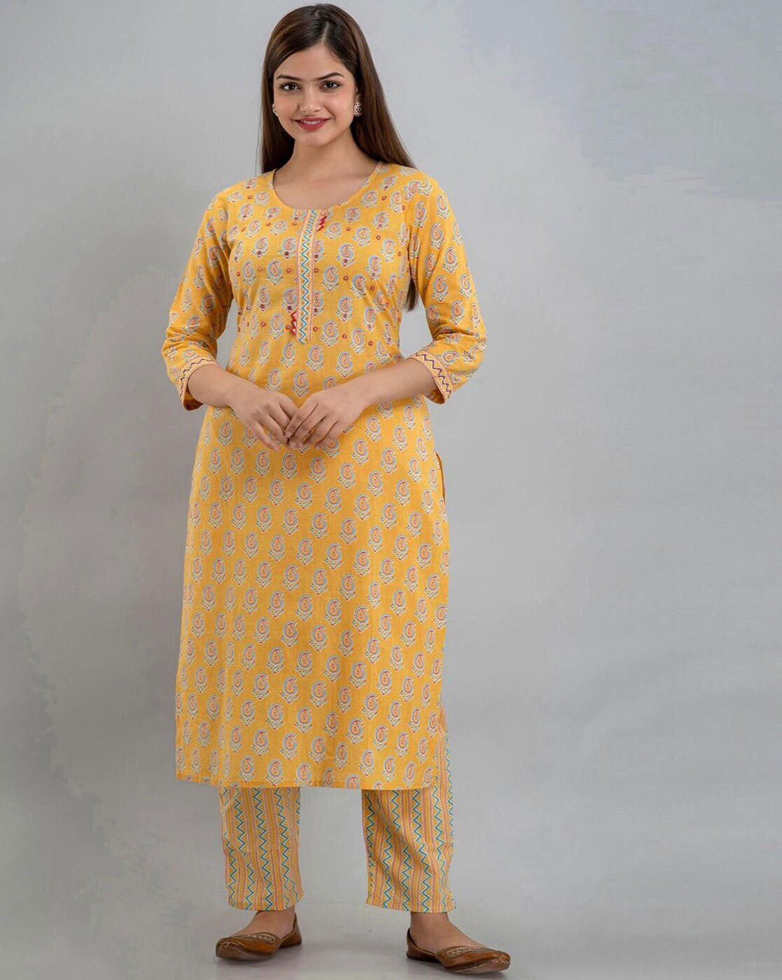 Paisley Print Straight Kurta Set