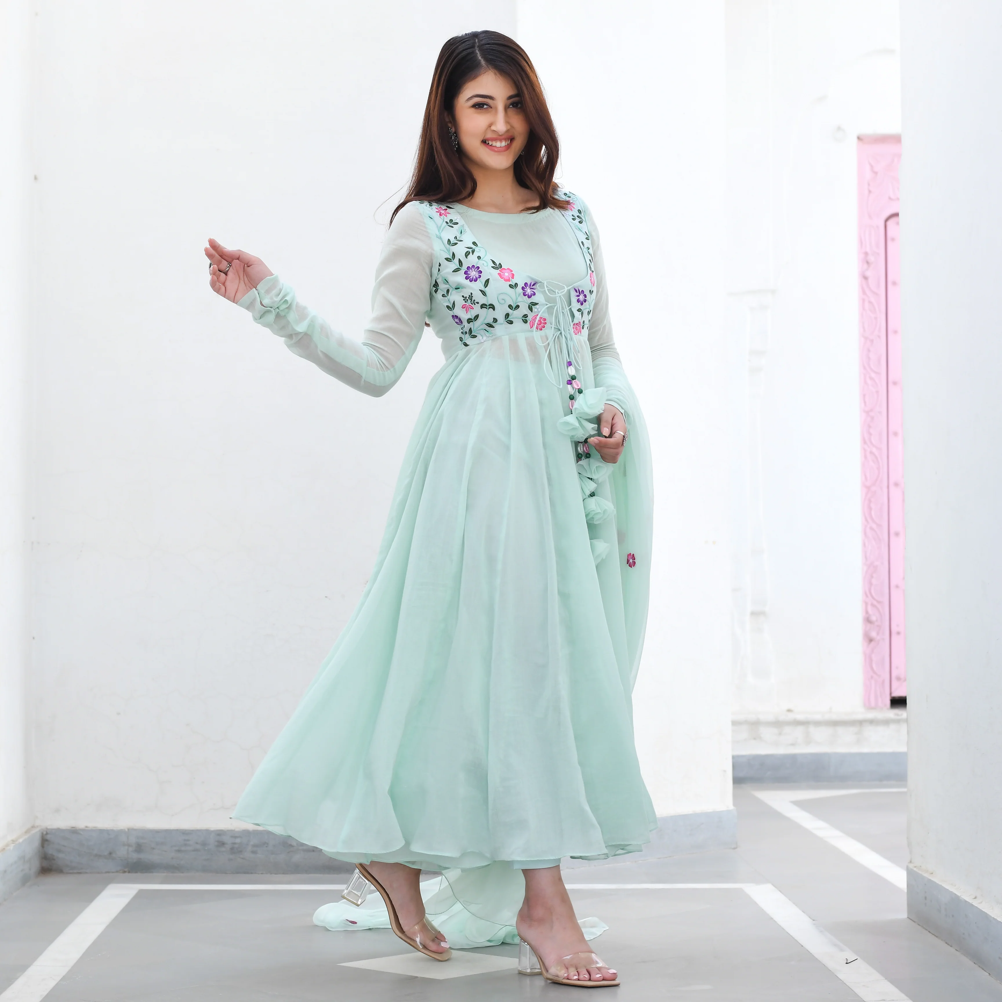 MULMUL CHIFFON KURTA SET