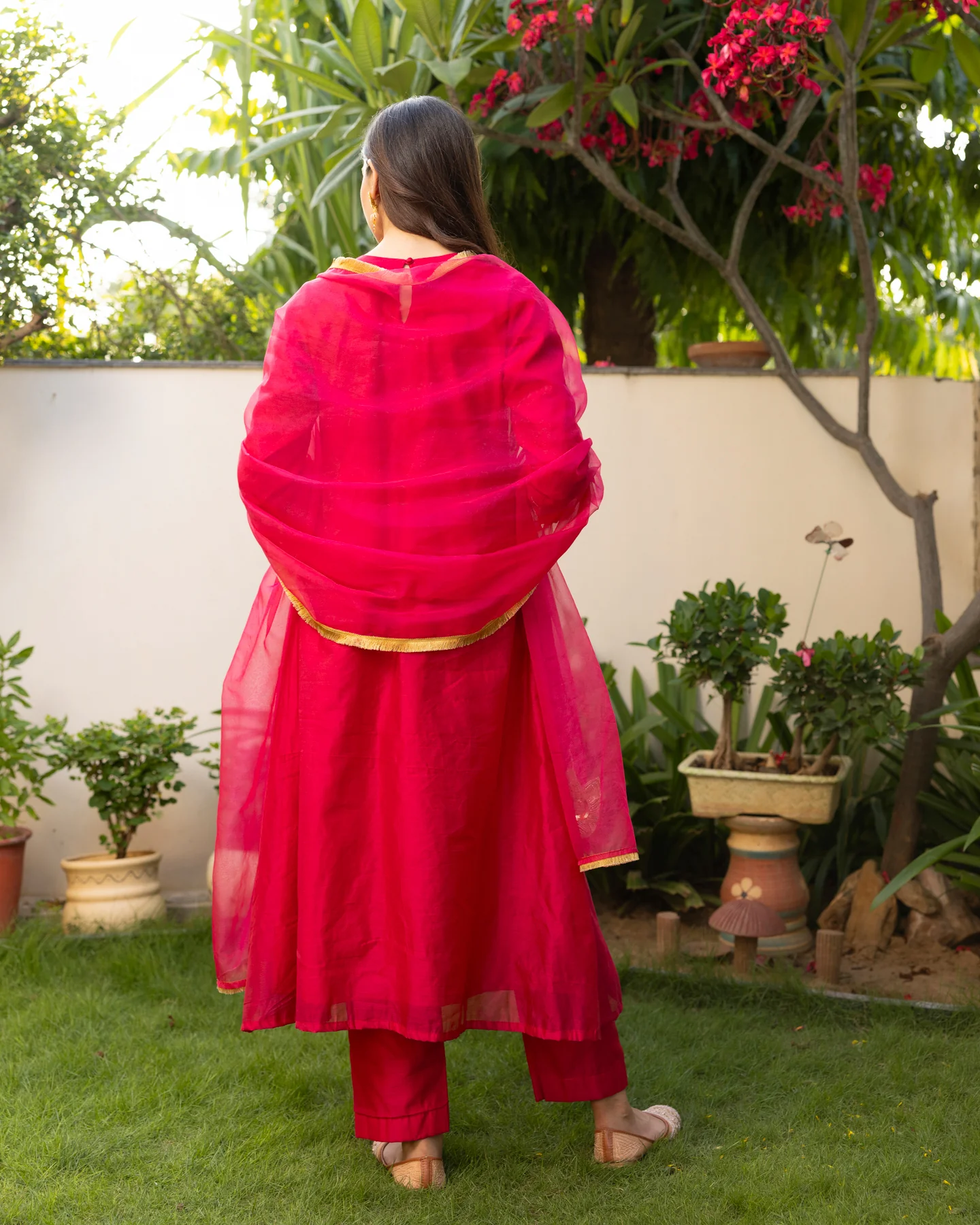 Fuchsia Flourish Chanderi Kurta Set