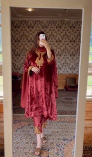 Đěsigner Party Wear Look Heavy Pure Viscose Velvet Top Bottom & Dupatta Set