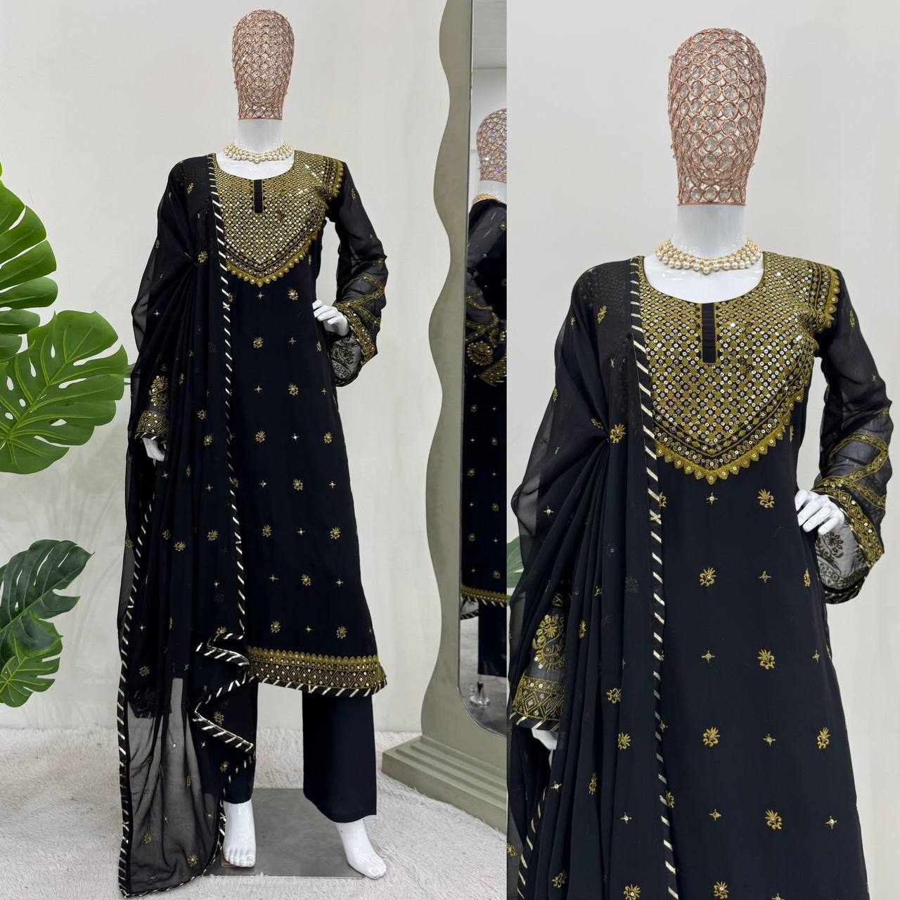 Black Color Georgette Kurta Set For Women