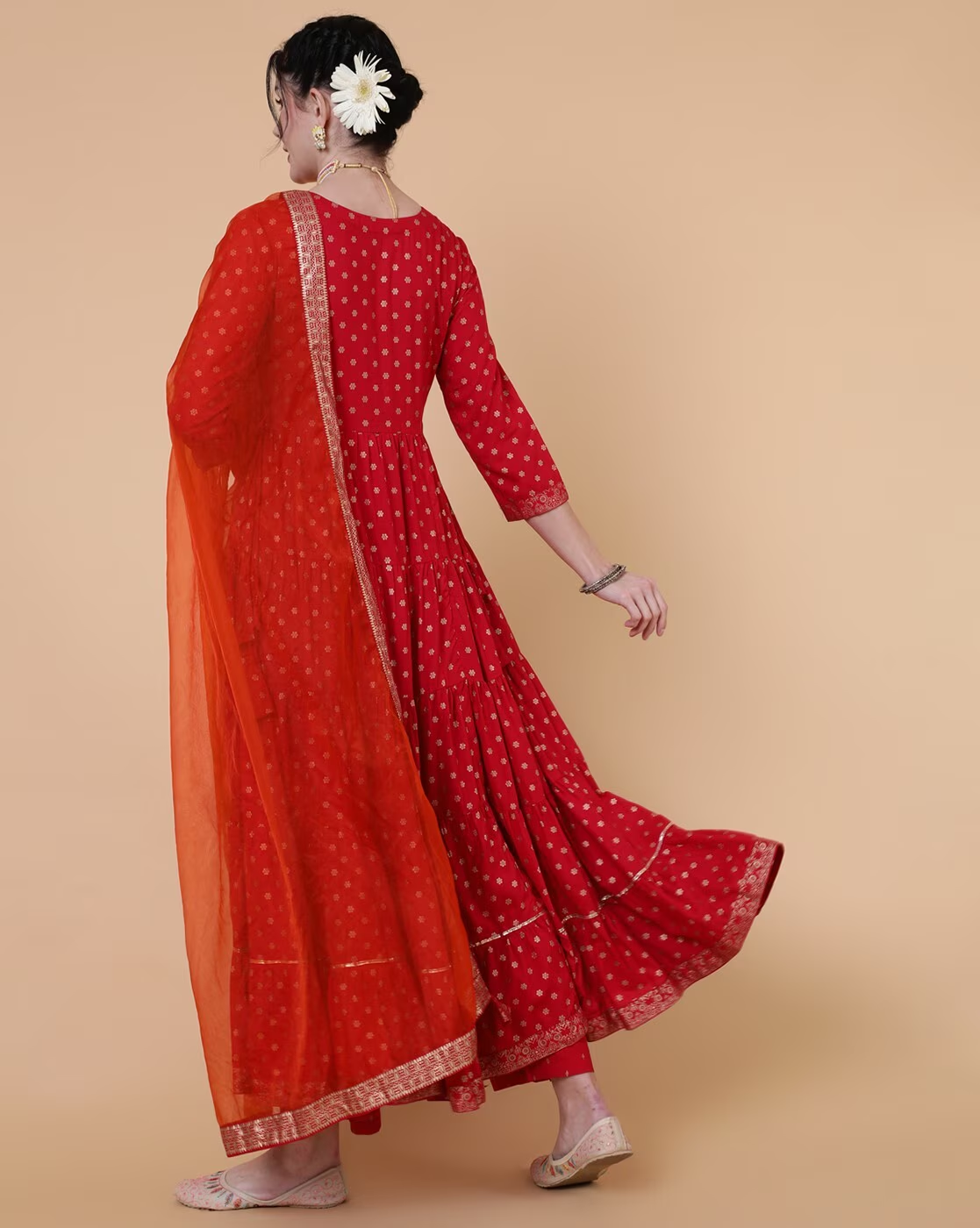 Embroidered Flared Kurta with Dupatta