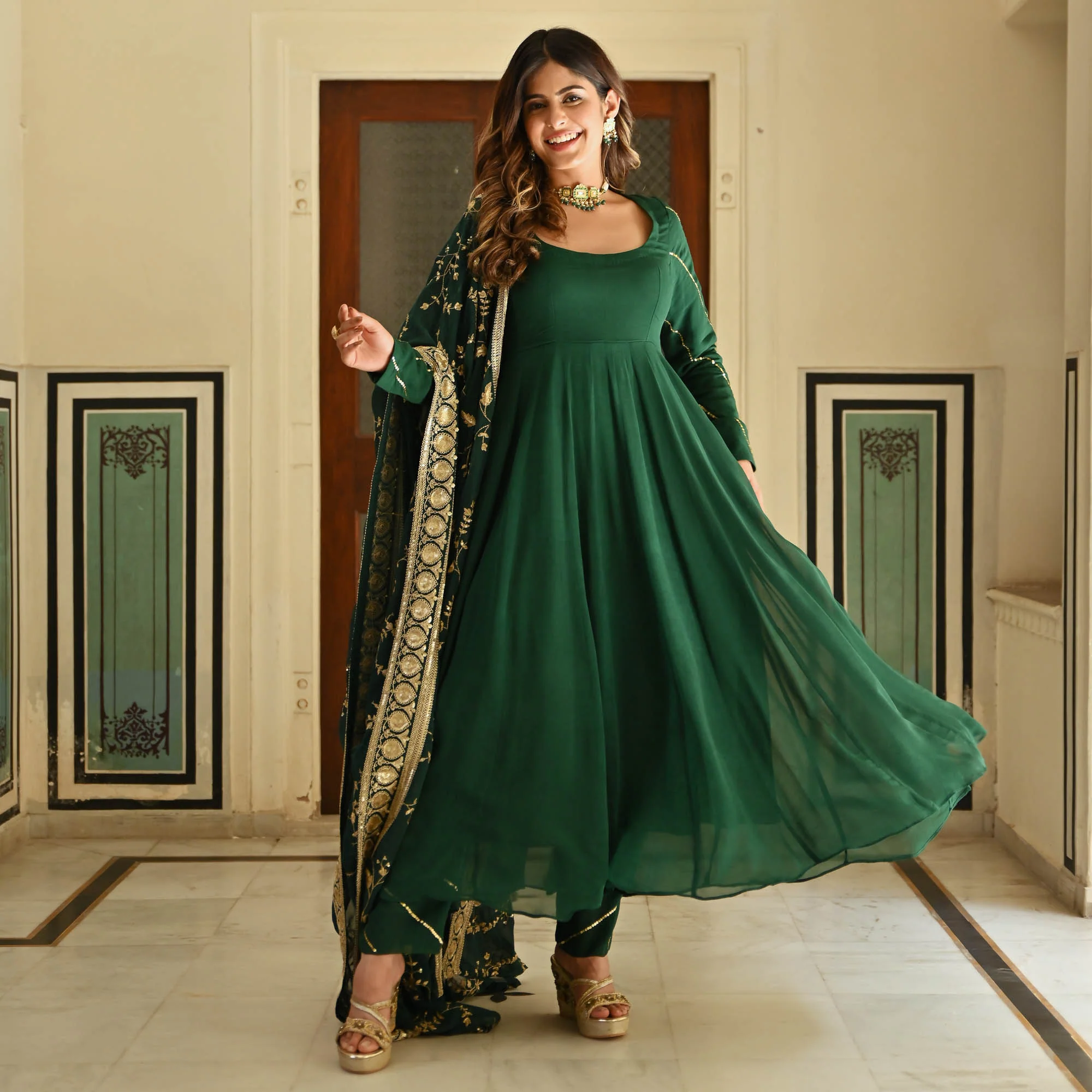 GREEN KURTA SET