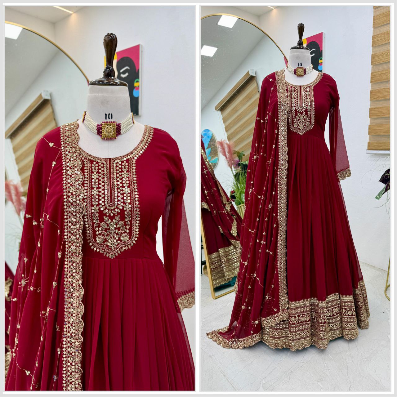 Designer Party Gown  & Dupatta Set