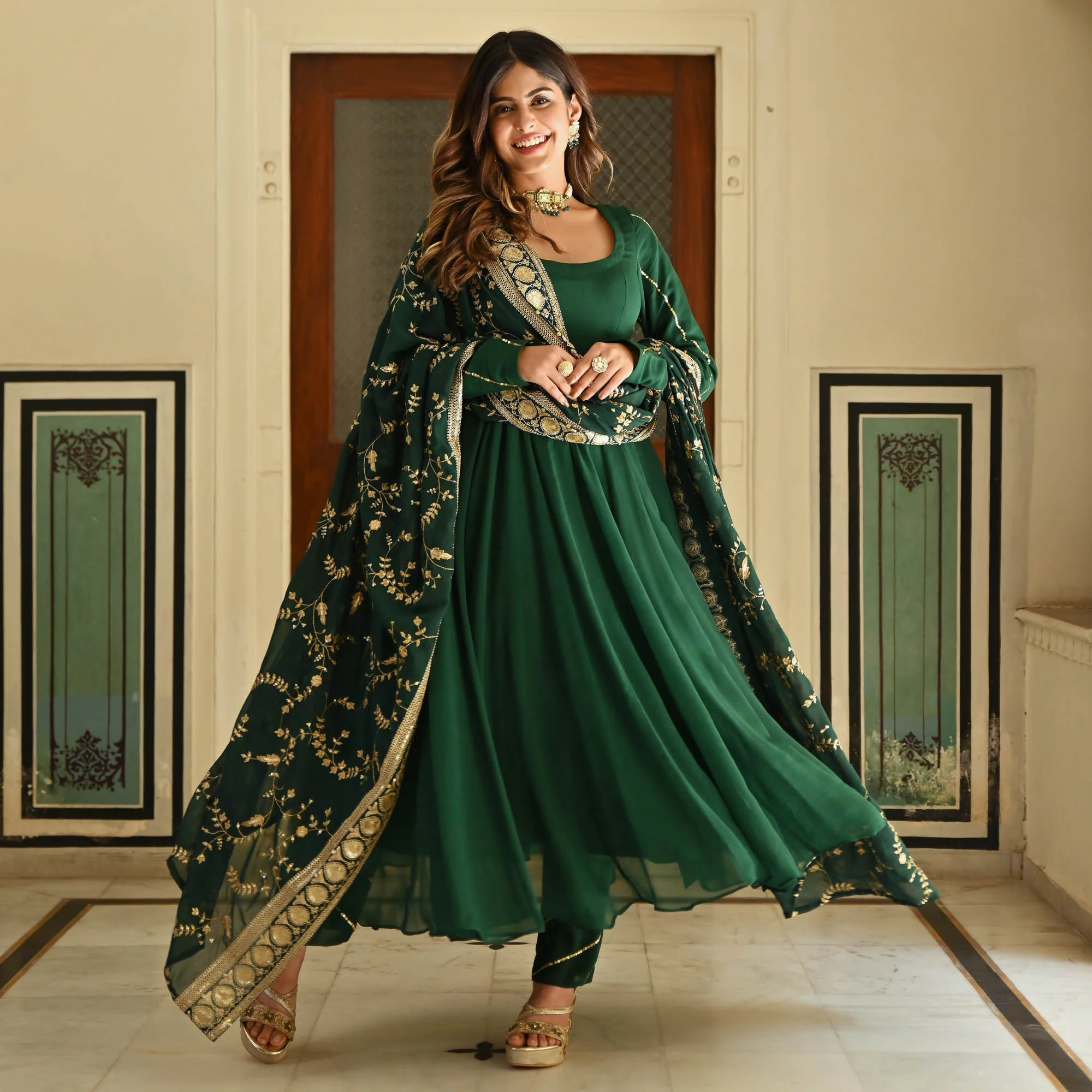 GREEN KURTA SET