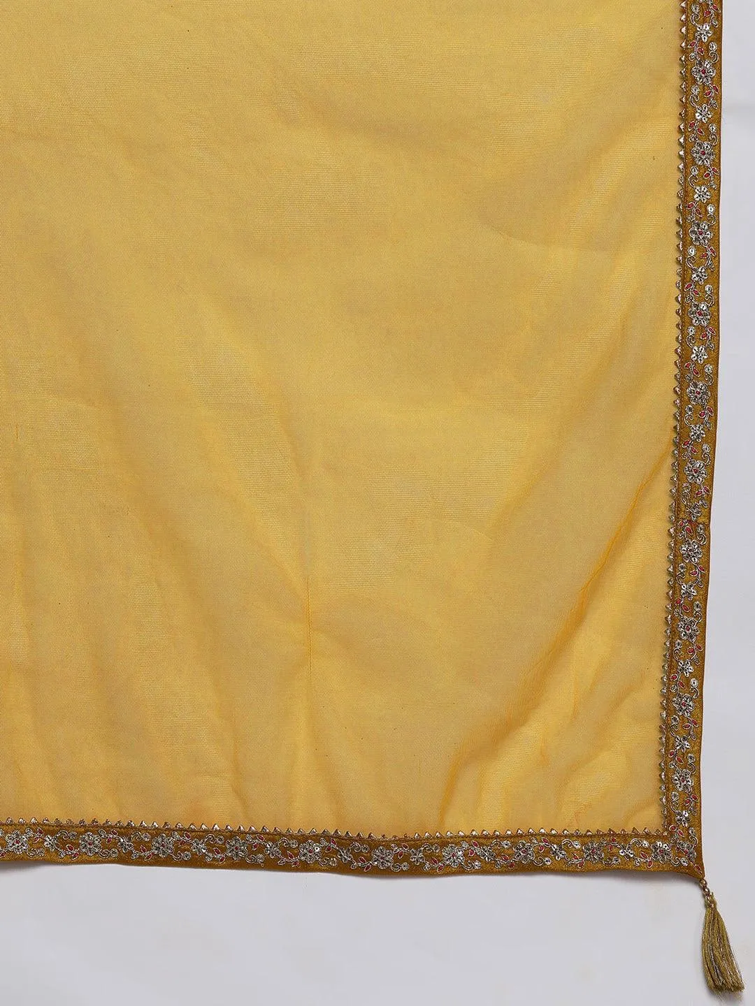 Mustard Embroidered Silk Blend Pakistani Suit