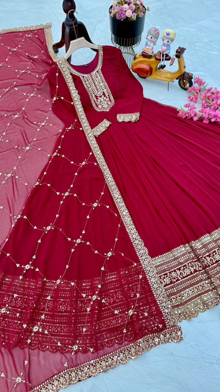 Designer Party Gown  & Dupatta Set