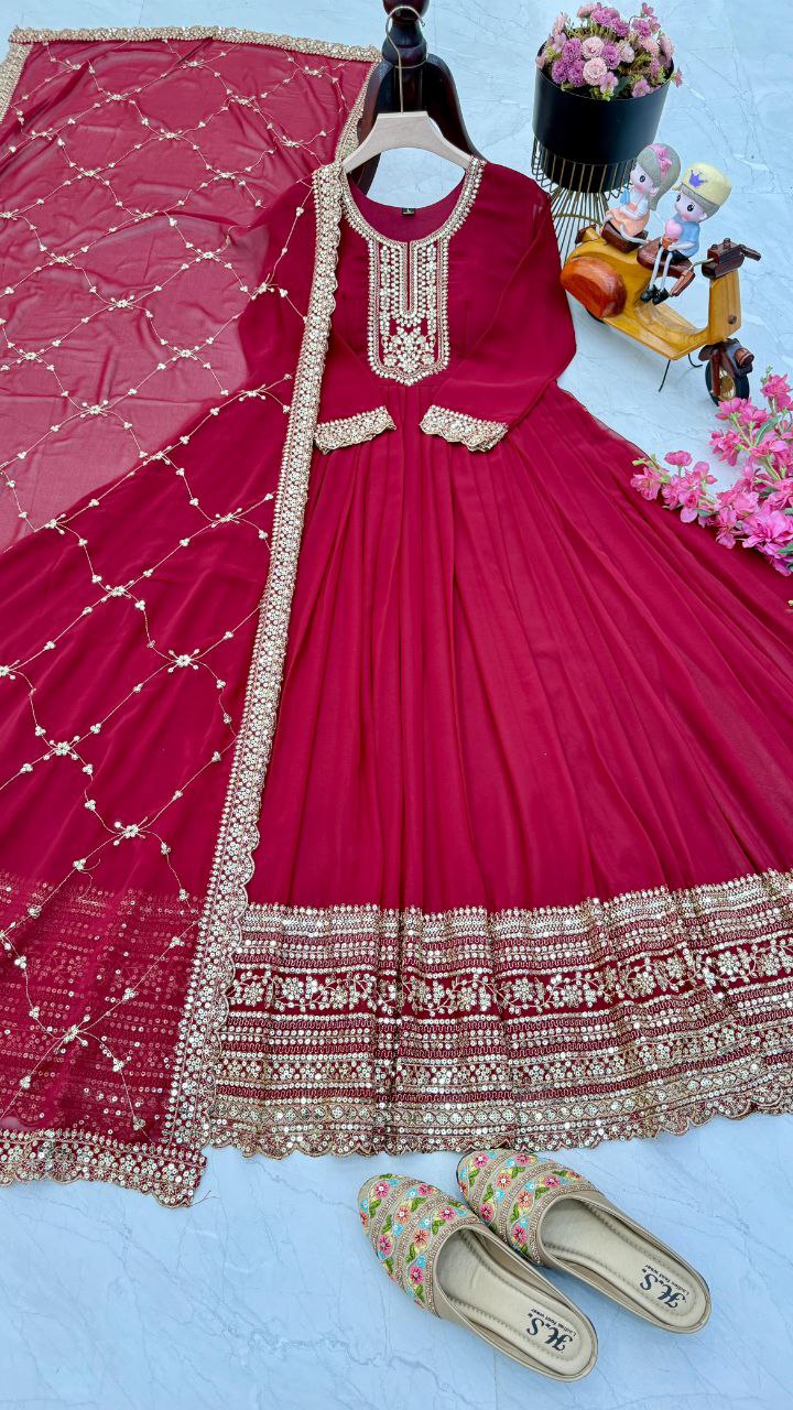 Designer Party Gown  & Dupatta Set