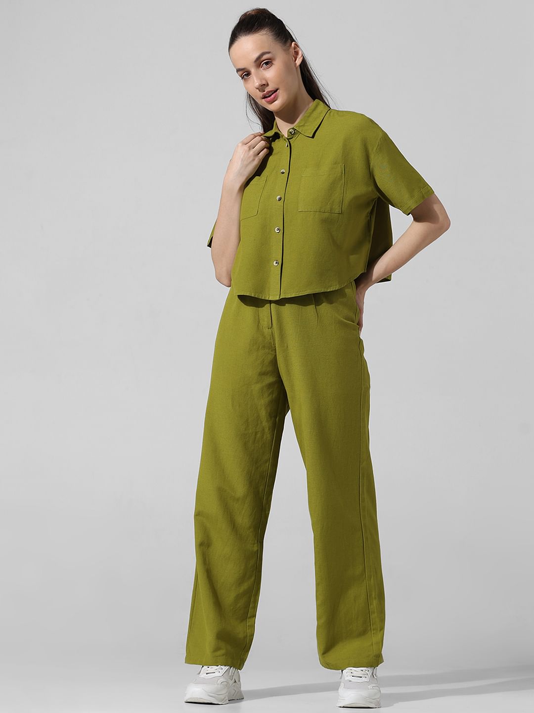 CO-ORD SETSGREEN CROPPED CO-ORD SET SHIRT