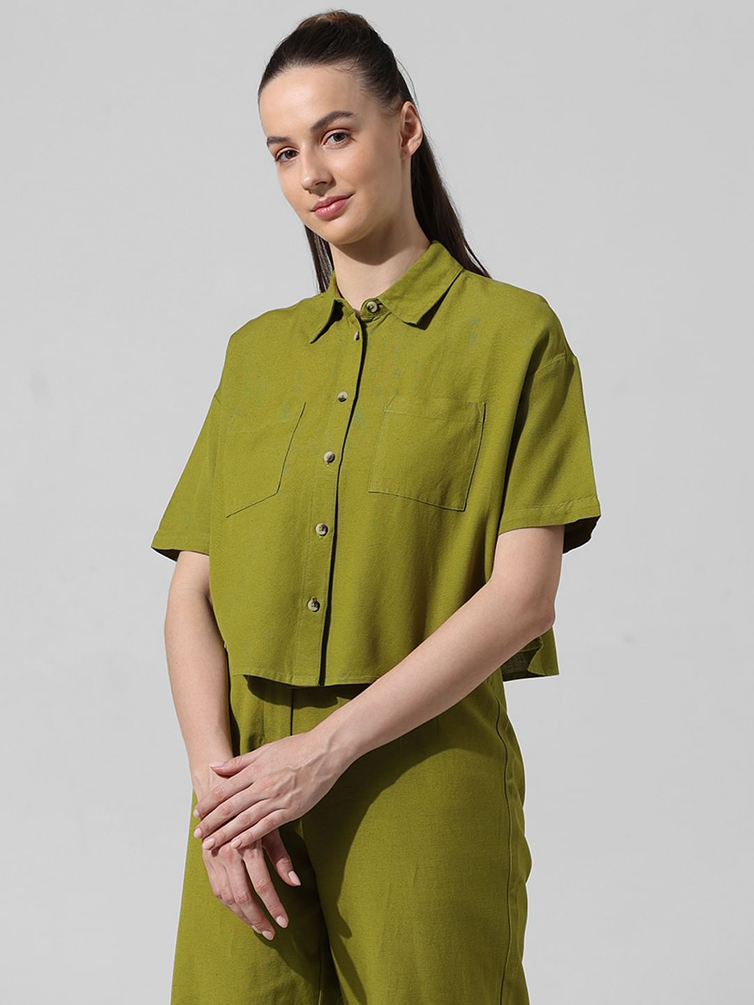 CO-ORD SETSGREEN CROPPED CO-ORD SET SHIRT