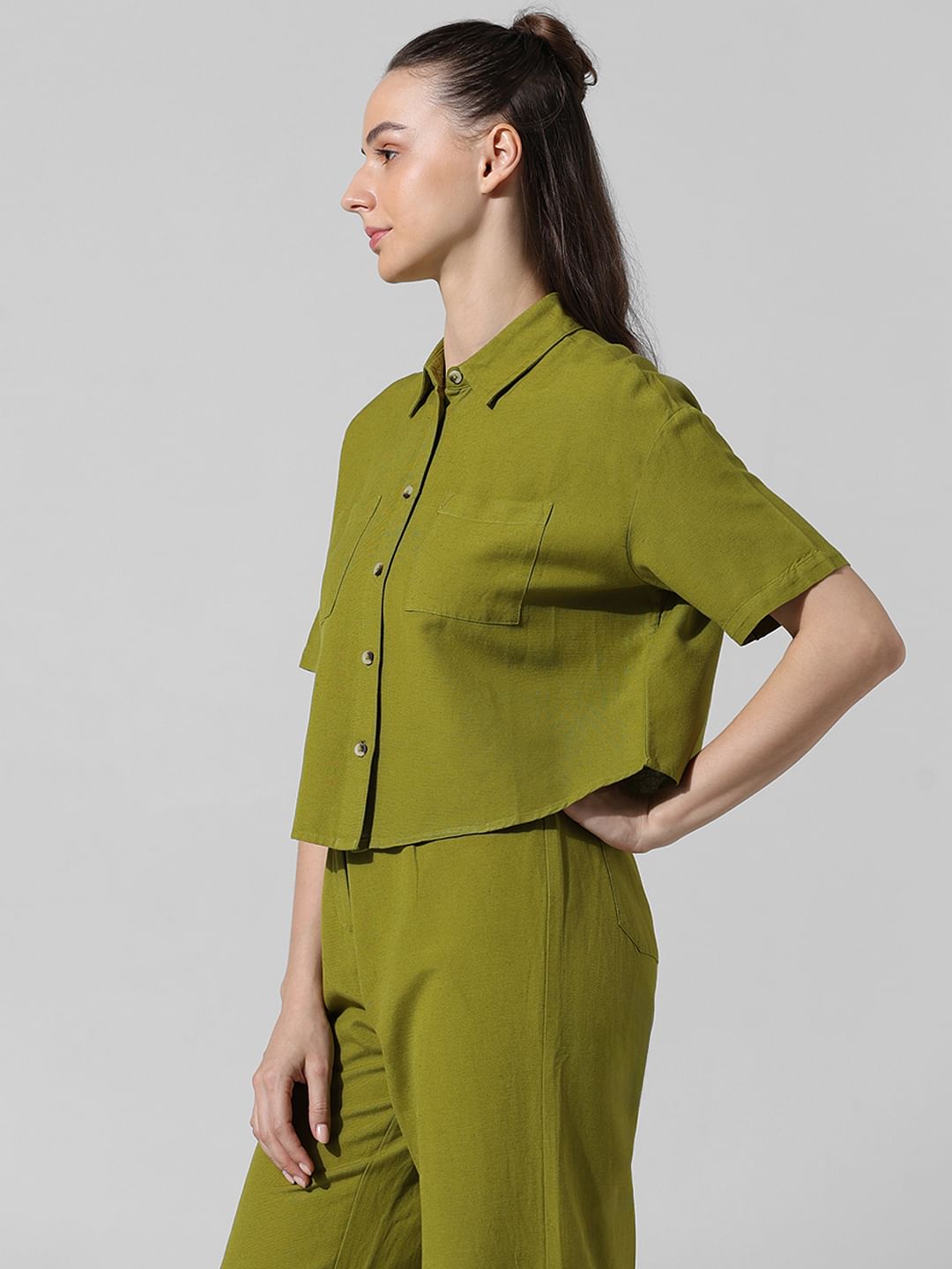 CO-ORD SETSGREEN CROPPED CO-ORD SET SHIRT