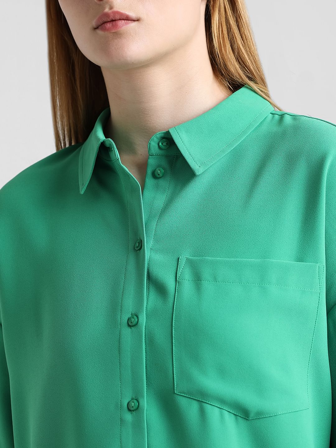 GREEN CONTRAST PIPPING SHIRT