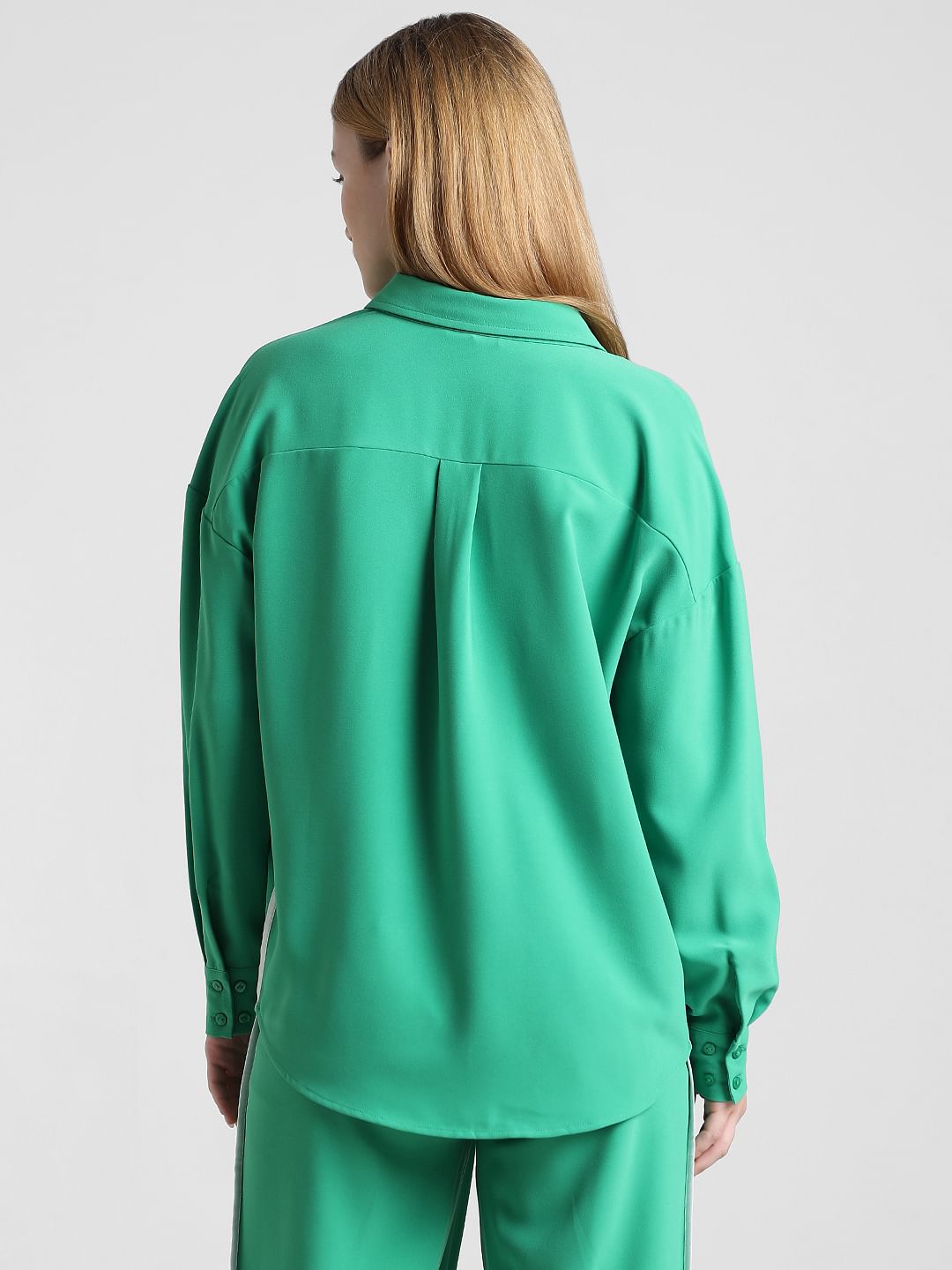 GREEN CONTRAST PIPPING SHIRT