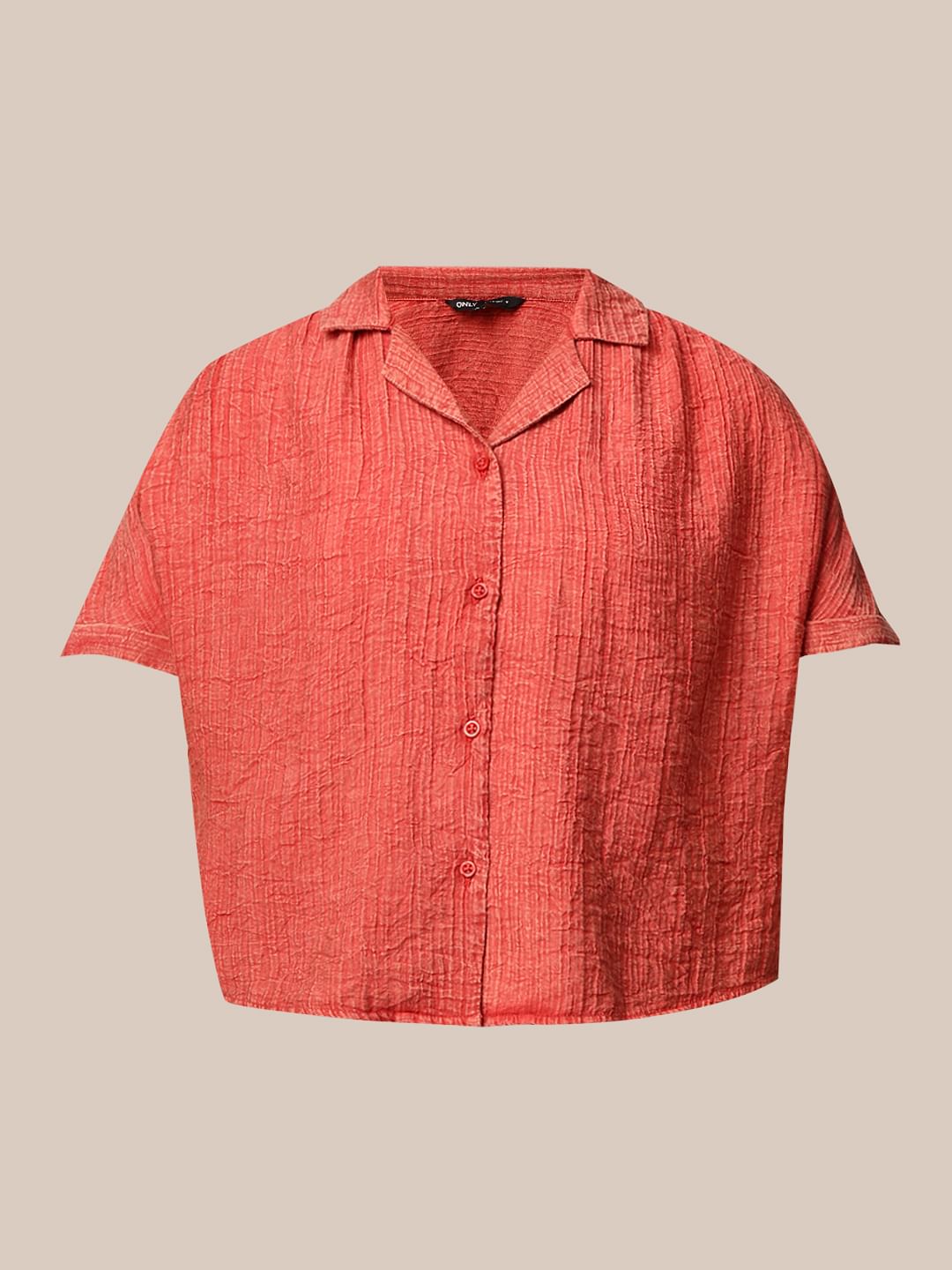 RED WASHED CO-ORD SET SHIRT