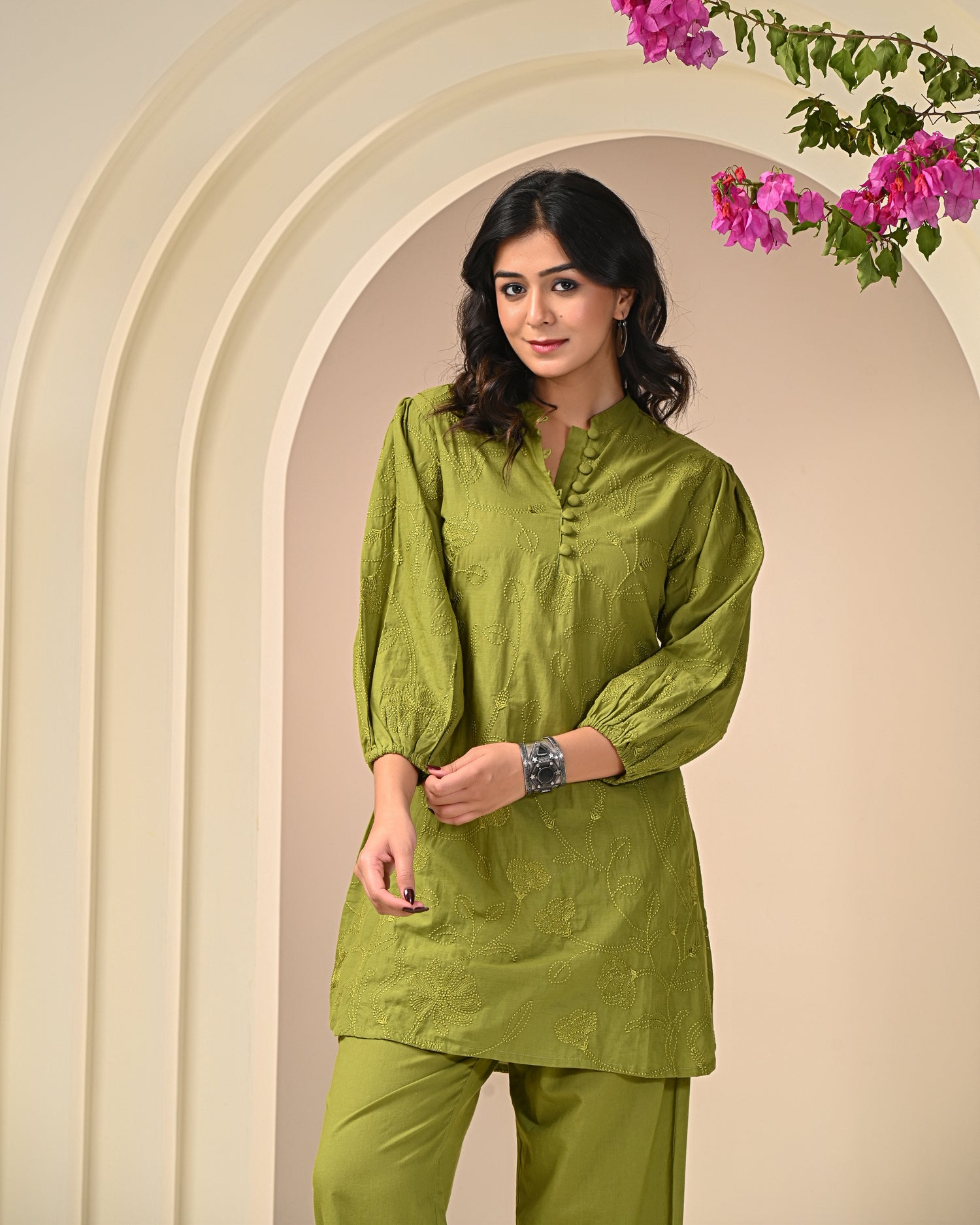 Green Embroidery Co-ord Set