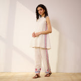 Pehar Statement Embroidered Cotton Co-ord Set - White