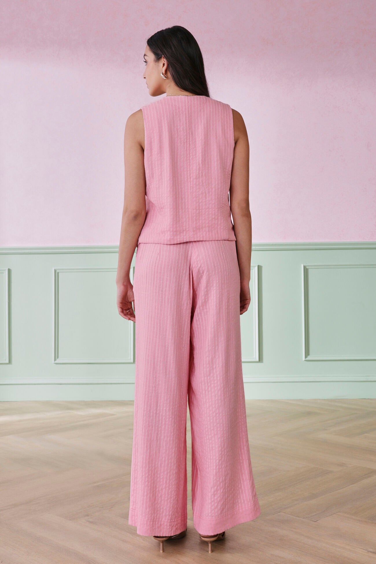 Linear Pink Linen Blend Co-ords