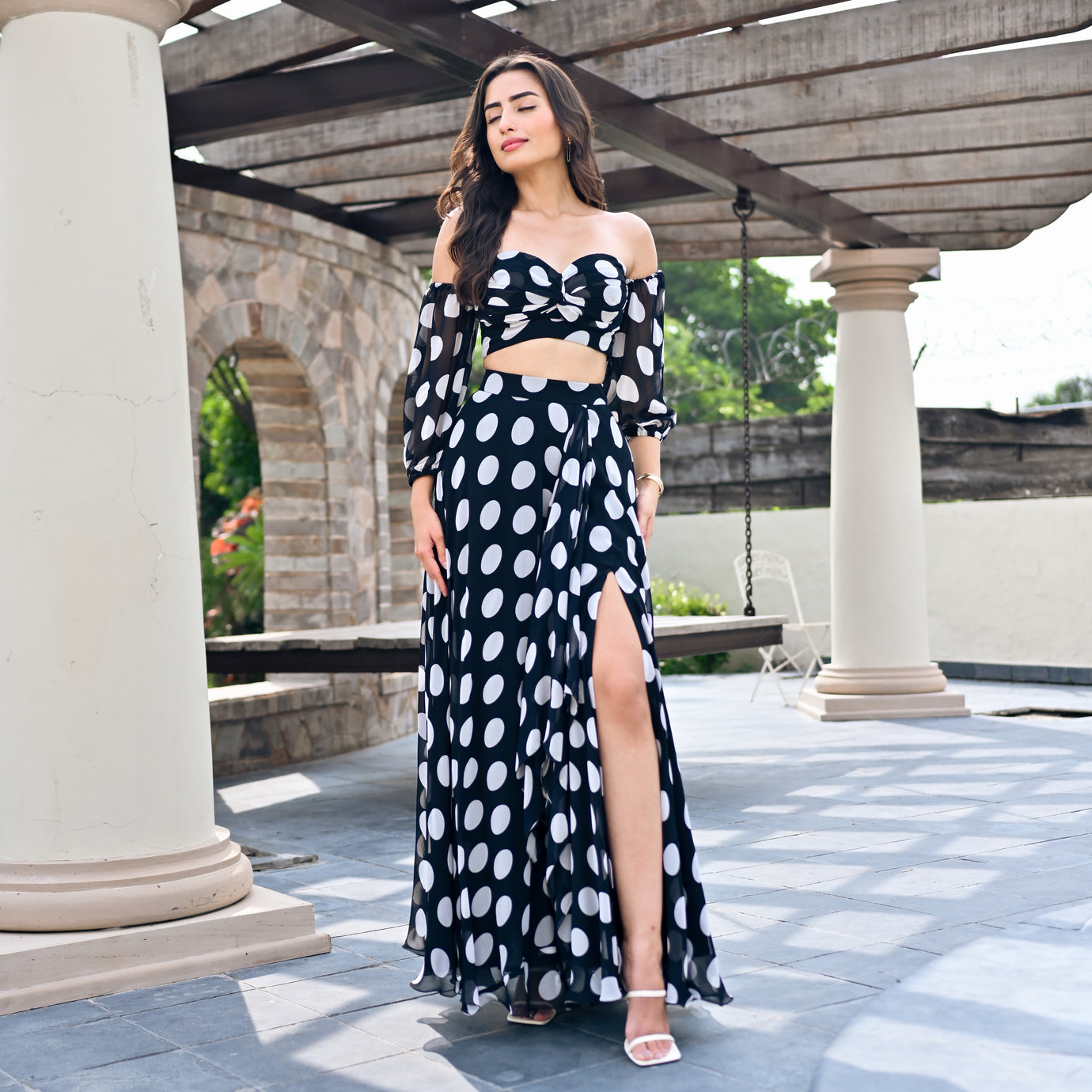 Dotty Delight Off-Shoulder Co-ord Set